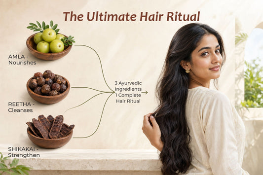 Amla reetha shikakai hair routine — Ayurveda's complete 3-herb wash ritual