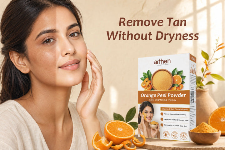 Orange peel powder for tan on dry skin — natural glow without tightness
