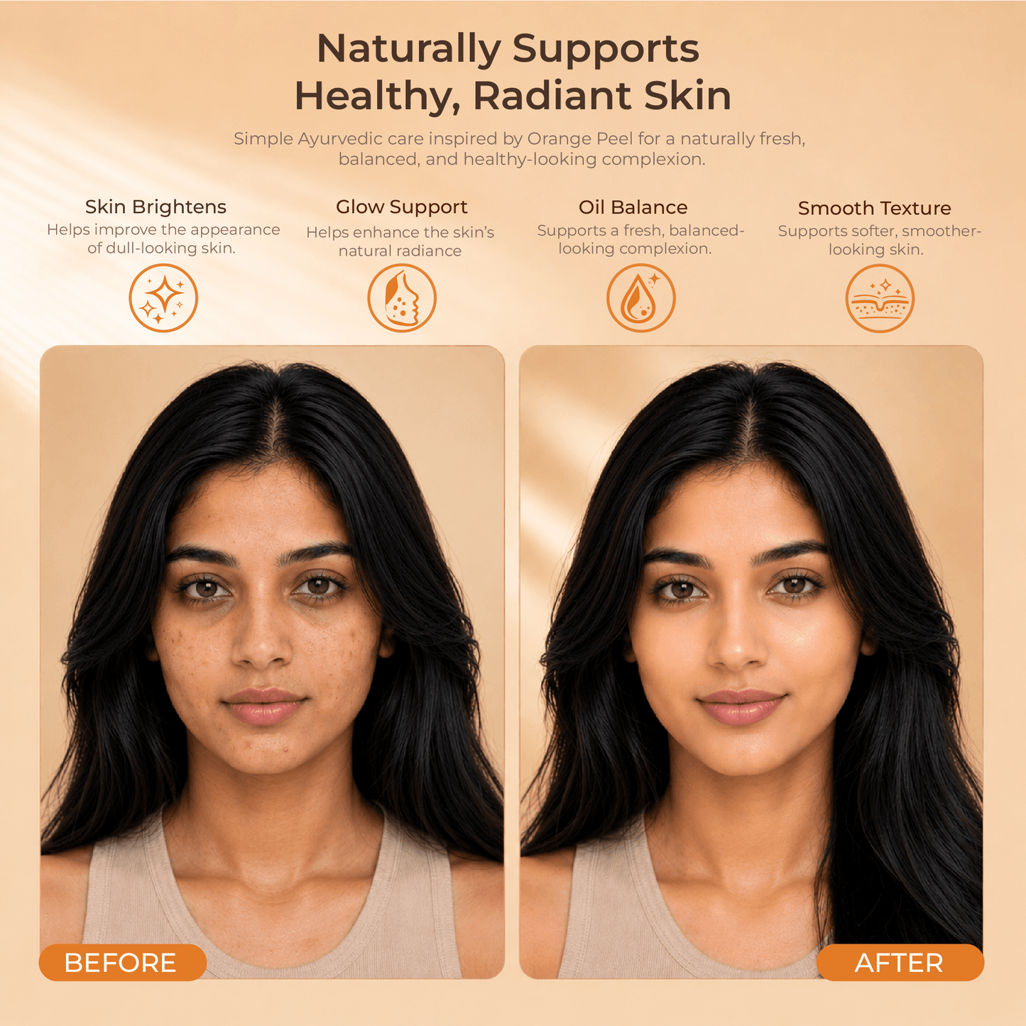 Orange peel powder texture — finely sieved sun-dried orange peel for face