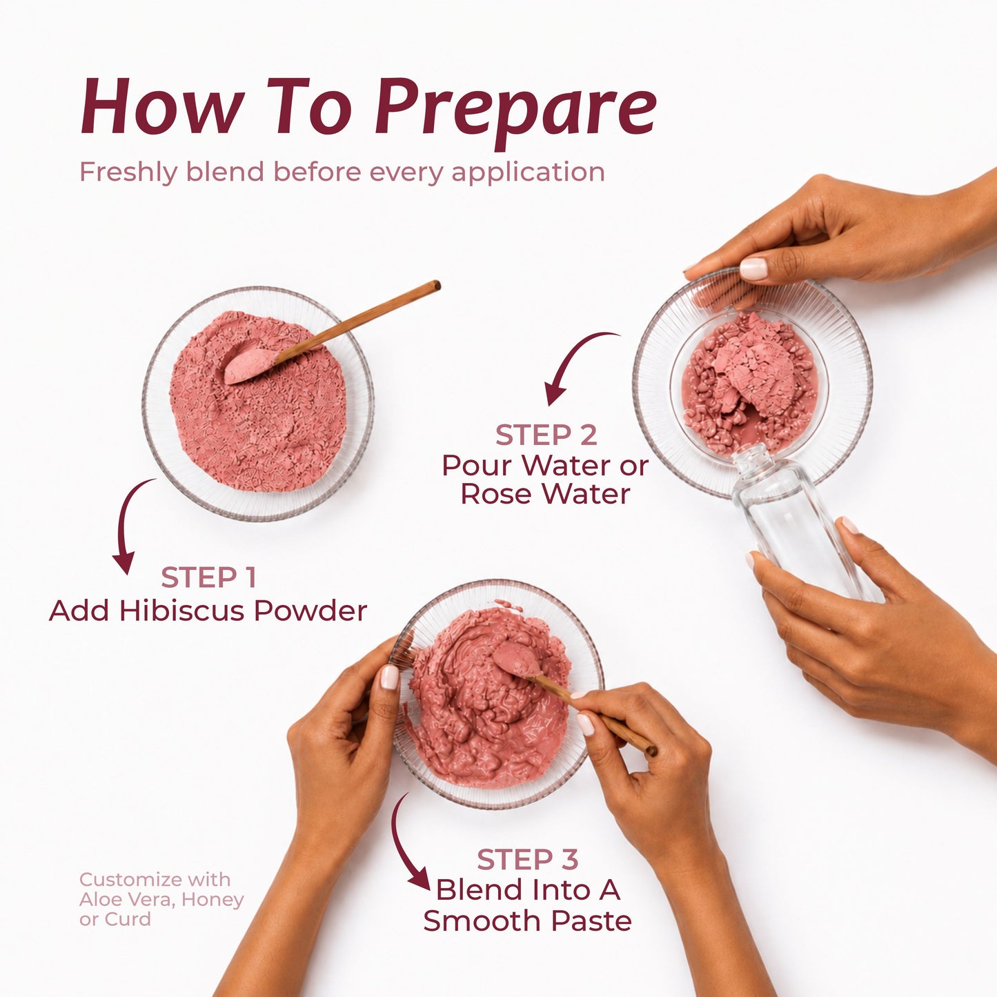Hibiscus flower powder texture — handcrafted from fresh gudhal petals