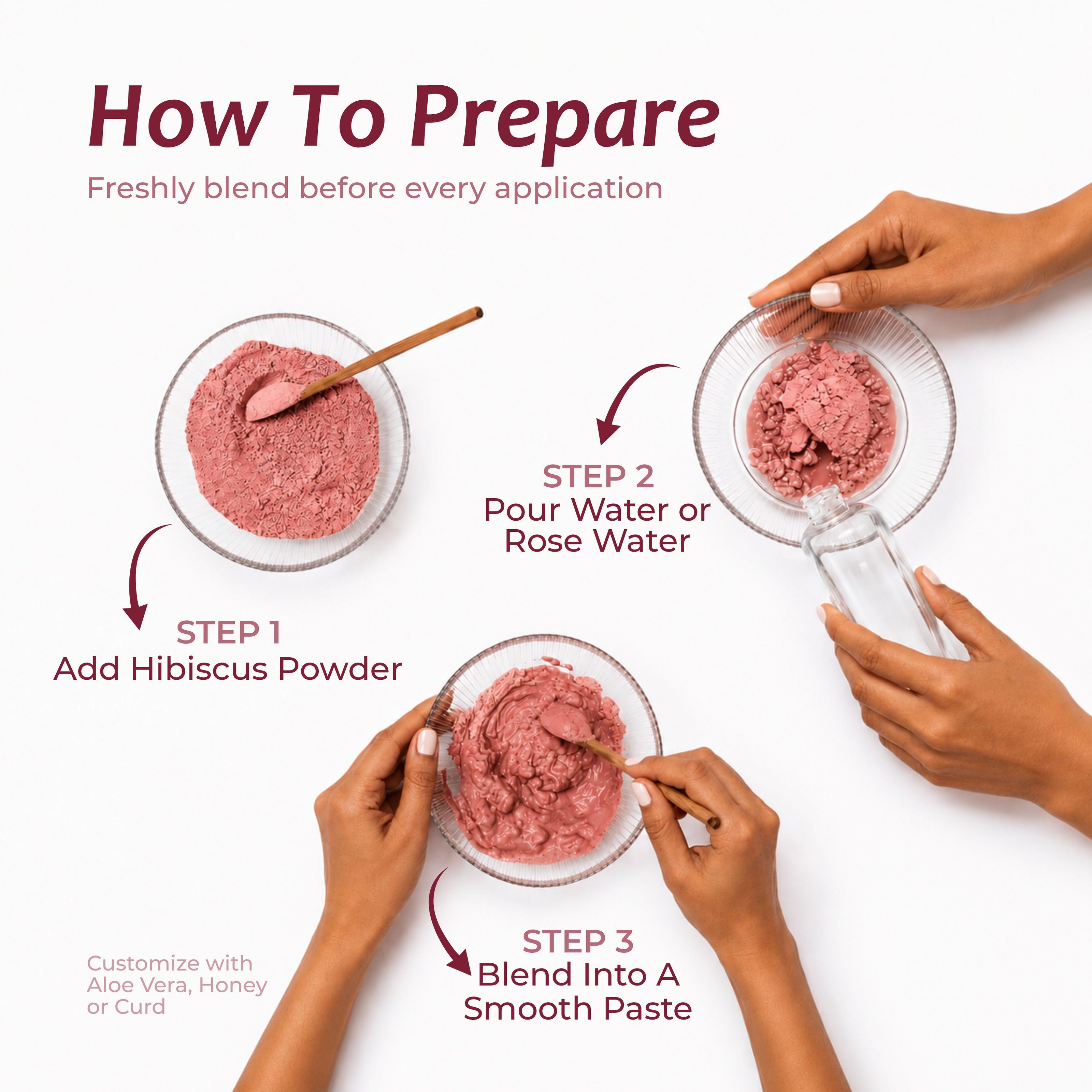 Hibiscus flower powder texture — handcrafted from fresh gudhal petals