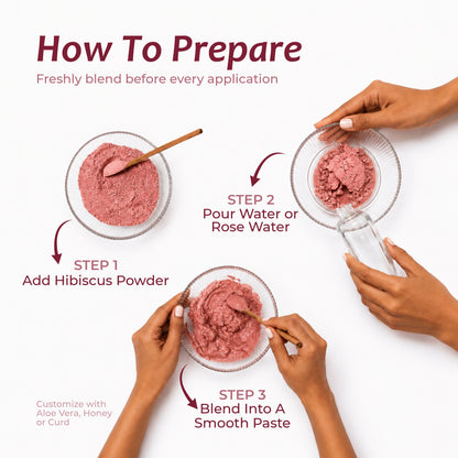 Hibiscus flower powder texture — handcrafted from fresh gudhal petals