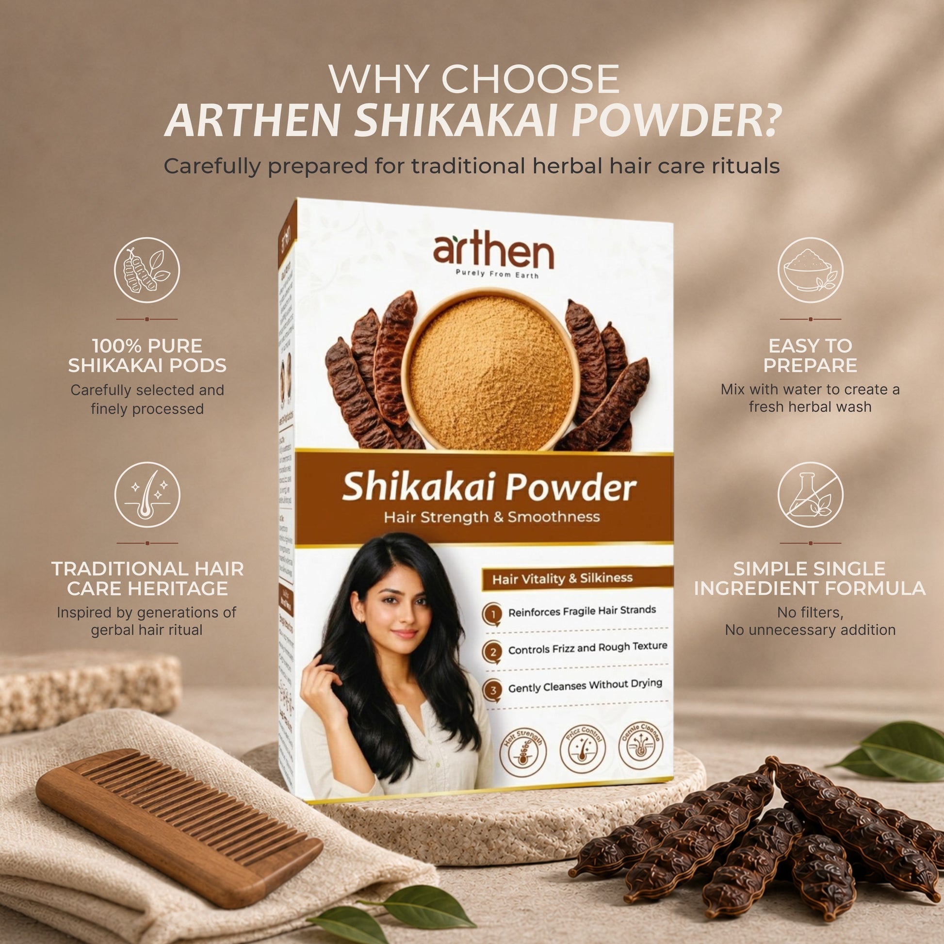 ARTHEN Shikakai natural hair wash — Ayurvedic cleanser conditioner