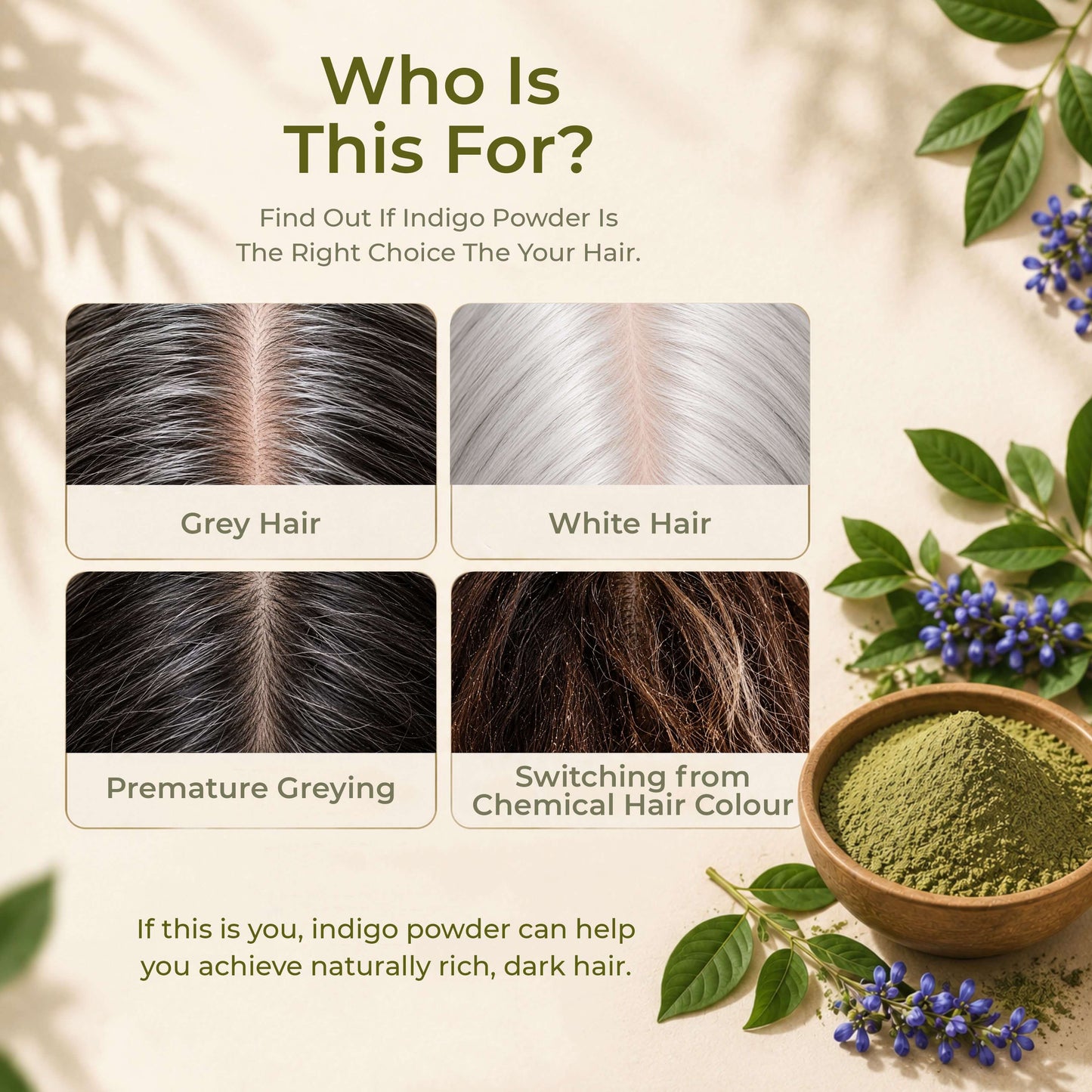 Indigo powder conditions hair while colouring — chemical-free hair color
