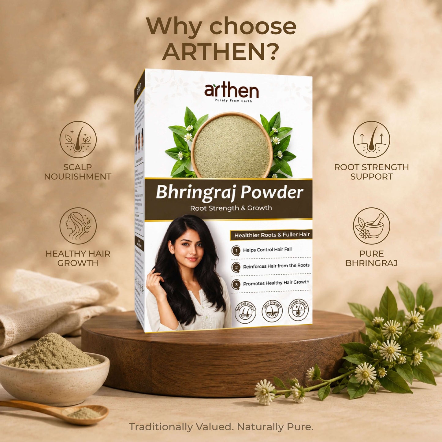 ARTHEN Bhringraj root strength pack — Ayurvedic herb for stronger hair