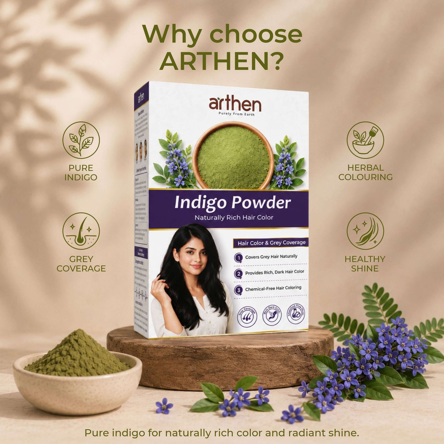 ARTHEN Indigo natural hair color — chemical-free alternative to hair dye