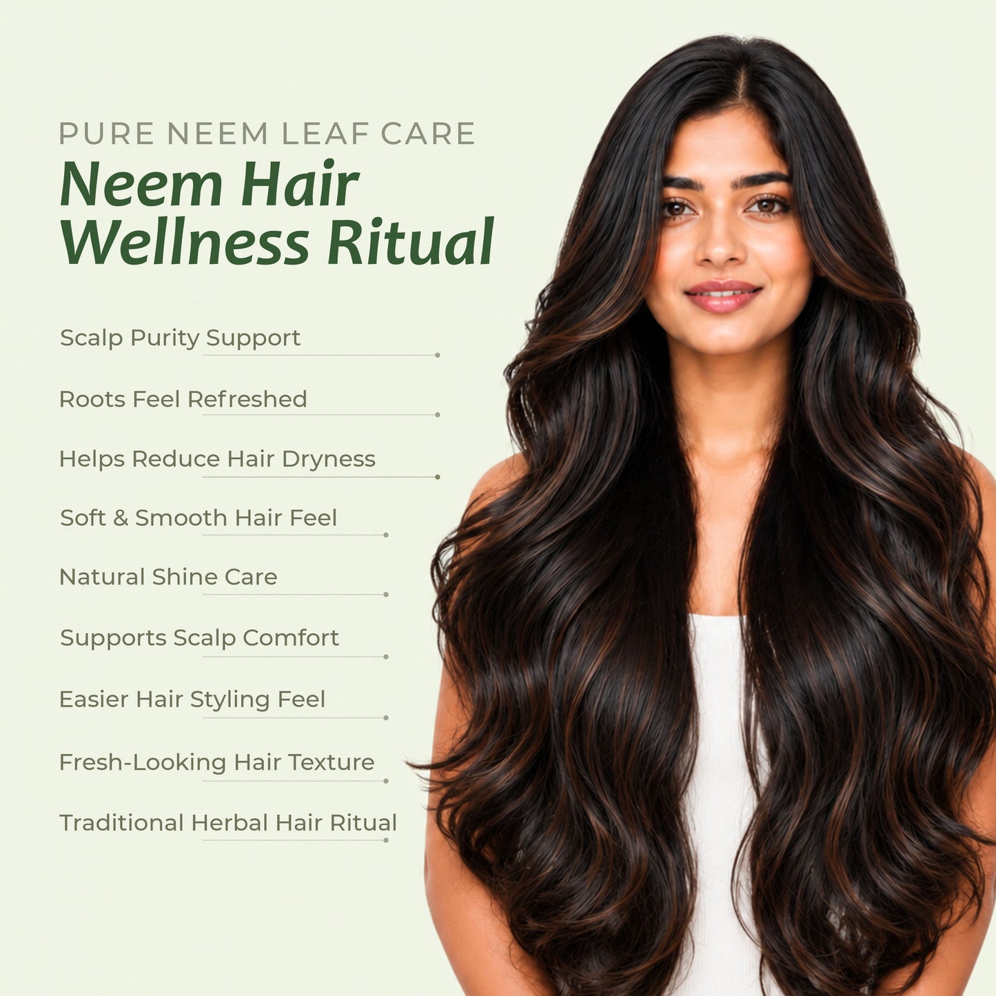 Neem leaf powder texture — finely sieved Azadirachta indica for skin care
